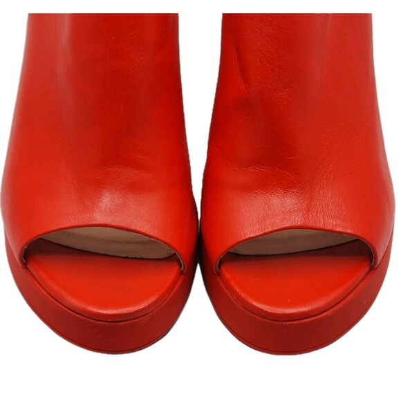 AGL ATTILIO GIUSTI LEOMBRUNI Red JANIS Slip-on Open Toe Mule Platform Heels 10 - Picture 12 of 16